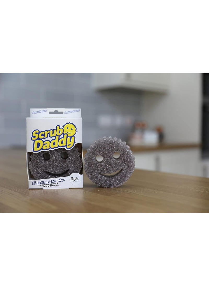 Scrub Daddy Style Dish Sponge, Smiley Face Sponges for Cleaning & Washing Up - Kitchen Non Scratch Scourers with FlexTexture Firm & Soft Scrubbing, Dishwashing Scrubber - Grey - Image 2